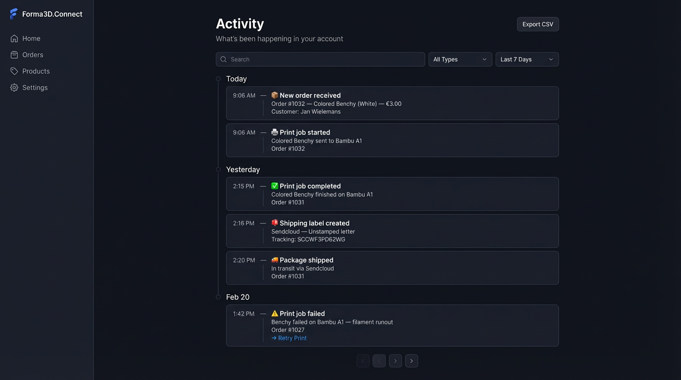 Mockup — Activity Merchant View